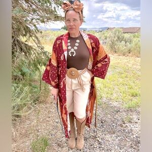 #46 The “SUNSET” KANTHA LOVERS Reversible Made India Light Weight Maxi Duster